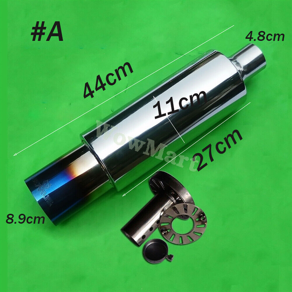 Universal Stainless Steel Exhaust Muffler Straight Through Silencer Adjustable 