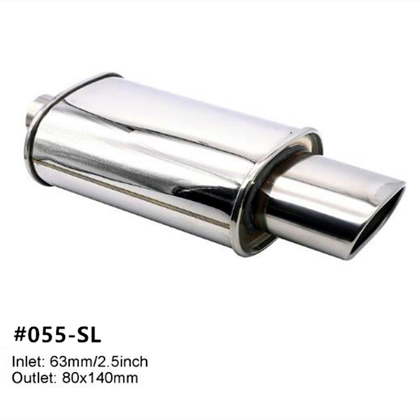 Universal Stainless Steel 2.5" Inlet Exhaust Muffler Turbo Sound Oval Tailpipe