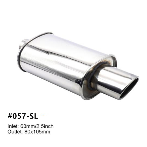 Universal Stainless Steel 2.5&quot; Inlet Exhaust Muffler Turbo Sound Round Tailpipe