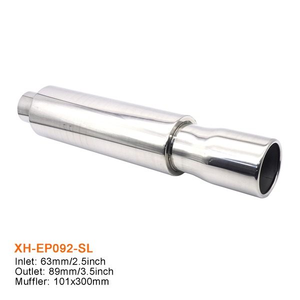 Universal 2.5" Inlet 3" Outlet Stainless Steel Exhaust Pipe Cannon Muffler