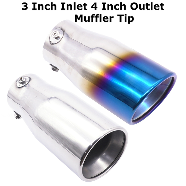 Universal Stainless Steel Exhaust Muffler Tip 3 Inch Inlet 4 inch Outlet 21.5cm