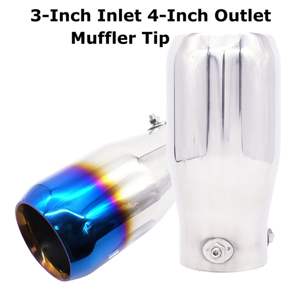 Universal Stainless Steel Exhaust Muffler Tip 3" Inlet 4" Outlet Tail Throat Tip