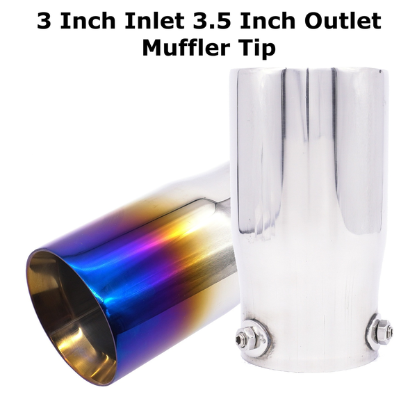 Universal Stainless Steel Exhaust Muffler Tip 3 Inch Inlet 3.5 Inch Outlet Tail 