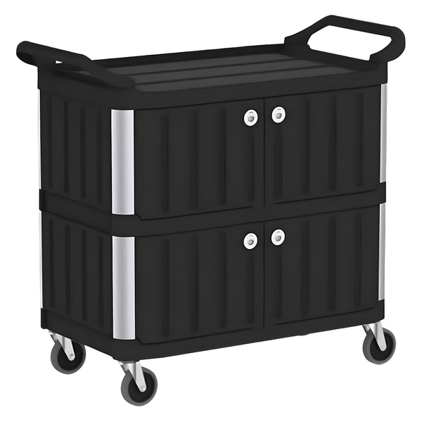 2-Door Kitchen Service Cart Food Cleaning Workshop Mechanic Trolley Utility Cart