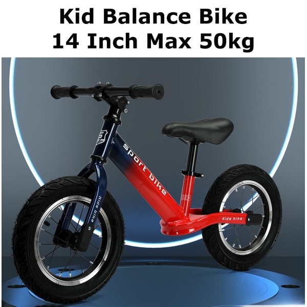 Heavy Duty 14 Inch Kid Balance Bike Rubber Wheel Ride On Toy Max 50kg