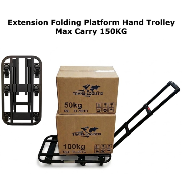 Extension Folding Platform Hand Trolley Push Hand Truck Utility Dolly Cart 150kg
