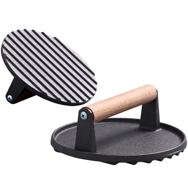 Cast Iron Burger Press BBQ Making Hamburger Steak Meat Smasher Utensils Grill