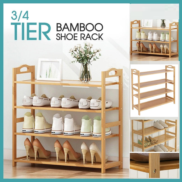 Multi-Tier Tower Bamboo Wooden Shoe Rack Corner Shelf Stand Storage Organizer