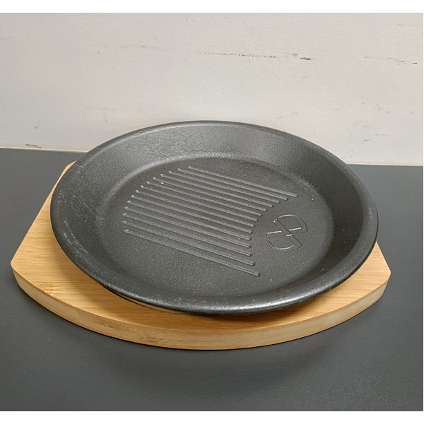 Cast Iron Sizzling Teppanyaki Steak Hot Shovel Plate Gratin Dish BBQ Grill Tray