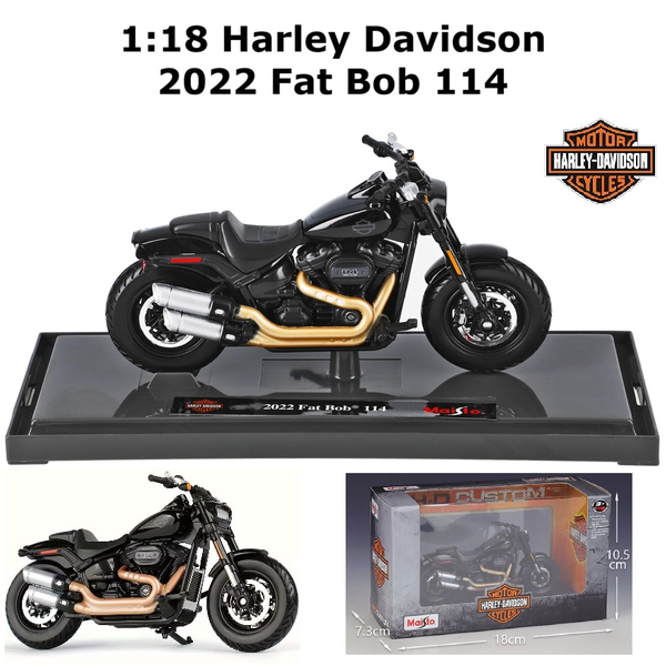 Maisto Harley Davidson 1:18 2022 Fat Bob 114 Motorbike Motorcycle Model &amp; Stand
