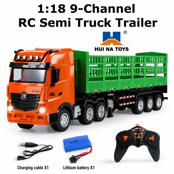 HUINA 1:18 Remote Control Cargo Semi Truck Trailer Quality 9 Channel RC Toy