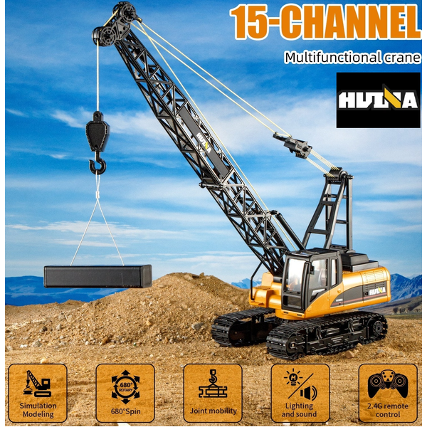 HUINA 1572 Remote Control Toy 1:14 Crawler Crane 15-CH 2.4G RC Construction Toy 