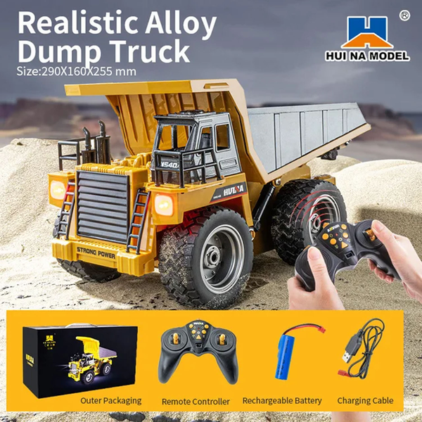 HUINA Kid 1:18 Remote Control Mining Dump Truck RC Toy Construciton Tipper Truck