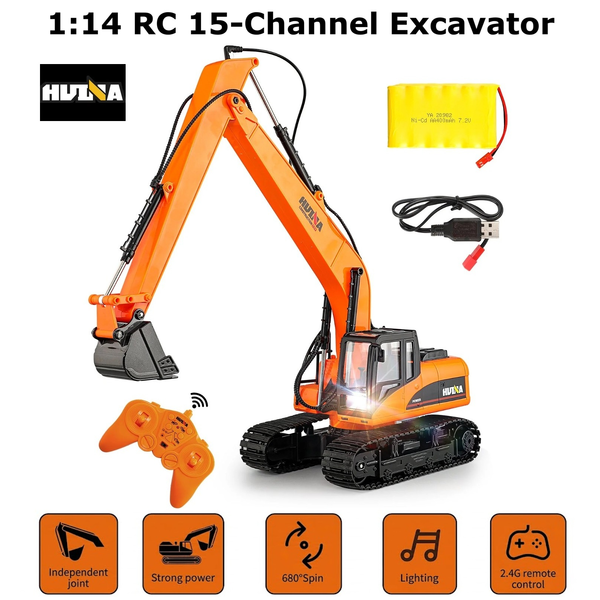 HUINA 1:14 Remote Control 2.4G 15-CH Long-Arm Excavator RC Construction Vehicle
