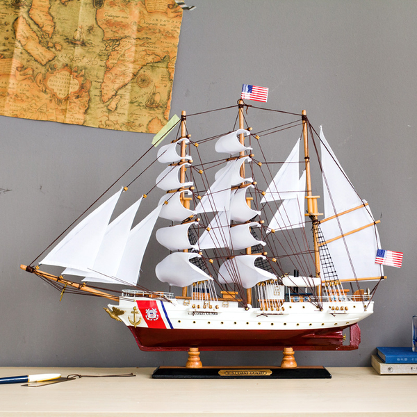 Vintage US Coast Guard Seahawk Barque Sailing Sailboat Ship Model Replica 65cm