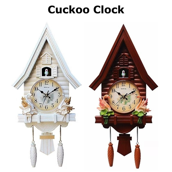 Vintage Wall Cuckoo Clock Pendulum Euro Style Home Decor Silent Quartz Clock