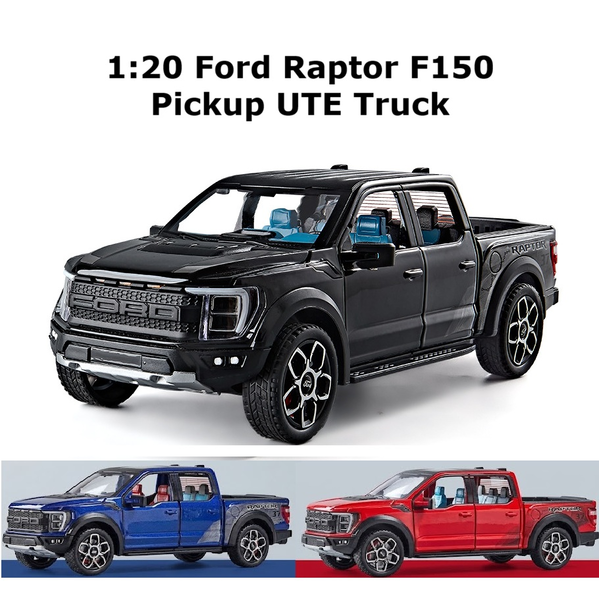 1:20 Alloy 2024 Ford Raptor F150 Ute Pickup Truck Model Light &amp; Music Car Model