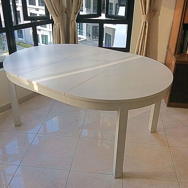 Brand New IKEA BJURSTA Extendable Round Table Wooden Dinning Table 4-6 Seater