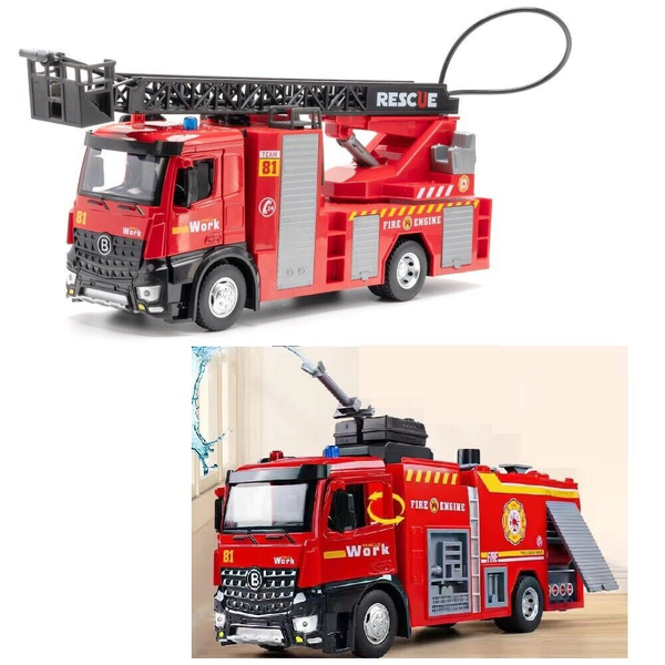 1:18 Water Spray / Ladder Rescue Fire Truck Alloy Truck Model Toy Sound &amp; Light -