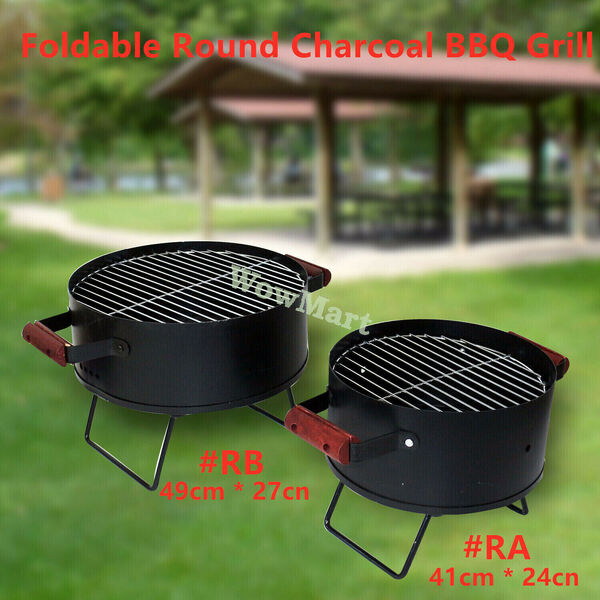 Portable Heavy Duty Steel Round Charcoal BBQ Grill Camping Folding Leg BBQ