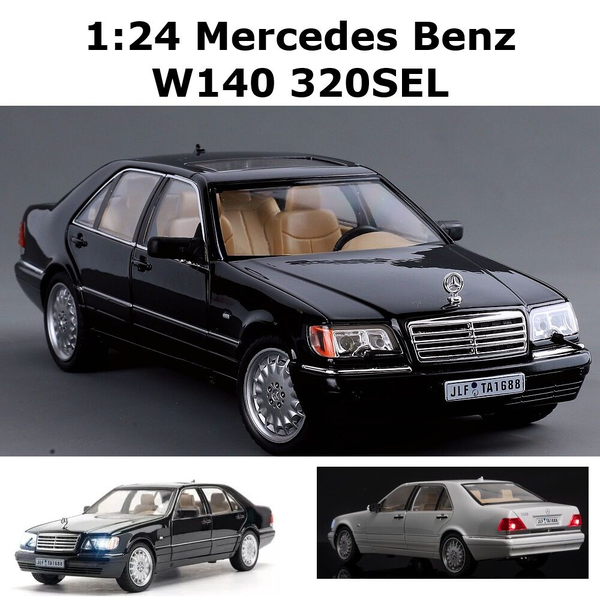1:24 Mercedes-Benz 320SEL Car Model Sound Light Alloy Classic Car Collection