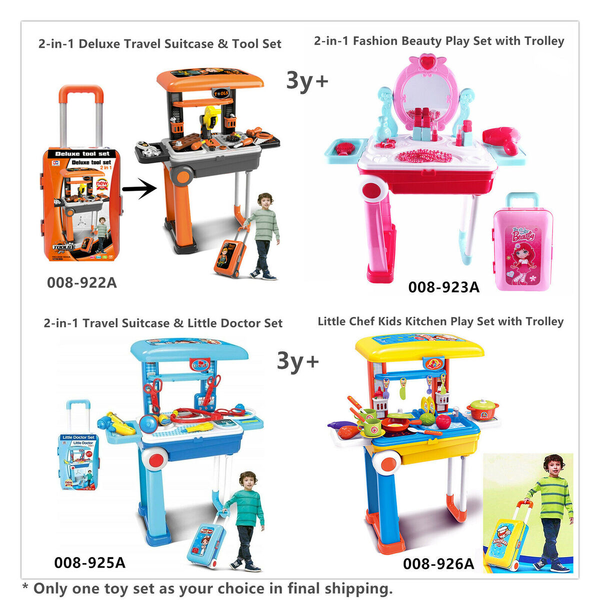 2In1 Kid Pretend Play Toy Suitcase Set Tool / Dressing Table / Doctor / Kitchen -