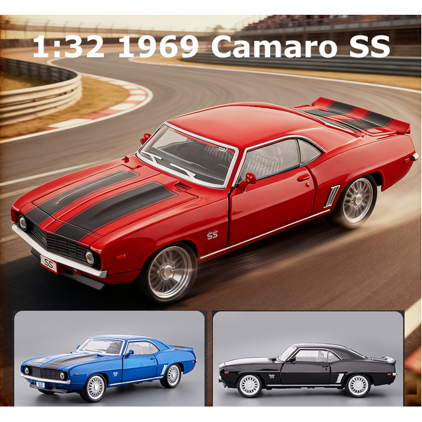 1:32 Diecast 1969 Chevrolet Camaro SS Car Model &amp; Stand Sound &amp; Light Model Toy