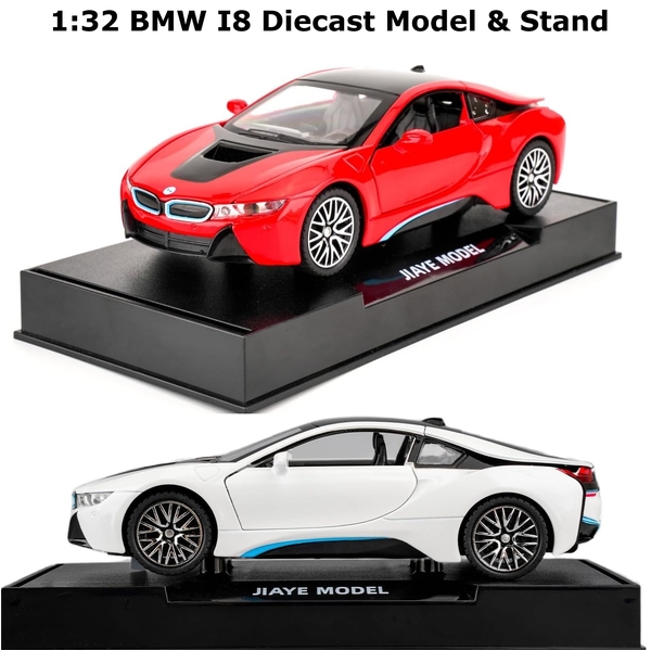 1:32 BMW i8 EV Car Model Sound Light &amp; Stand Electric Car Collection Model Toy