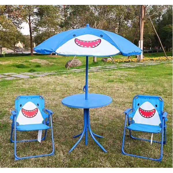 Kid Garden Furniture Patio Table Chair Umbrella Set Folding Indoor Outdoor 4 Pcs
