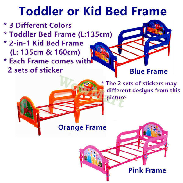 Kid Extend Steel Frame Safety Guard Rail Toddler Bed &amp; 2-Set Sticker -