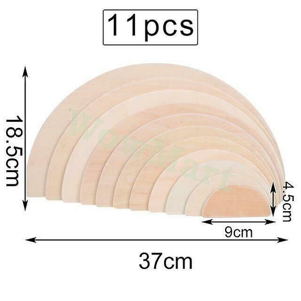 Kid Wooden  Educational Toy Nature Color Semicircle Stacking Creative Block 11pc -