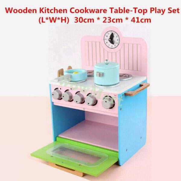 Kid Toy Wooden Kitchen Cooking Table Accessories Set -