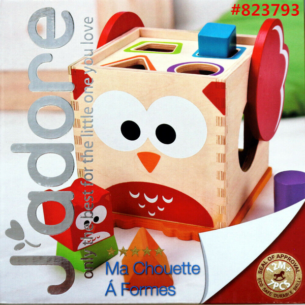J'Adore Kid Toddler Wooden Early Education Toy Wise Owl Shape Sorter Block Cube -