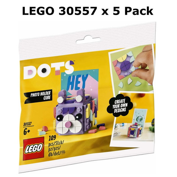 5 Pack x LEGO 30557 Dots Photo Holder Cube Polybag Bagged Birthday Gift Deal