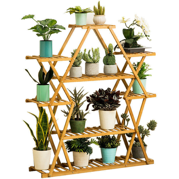 Bamboo Household Staorage Rack Organizer Flower Planter Stand Shelf Multi-Tier