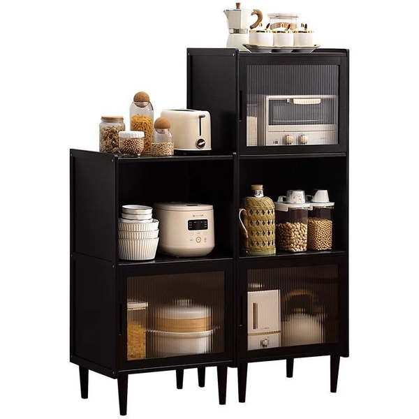 Bamboo Kitchen Microwave Pantry Cupboard Sideboard Corner Storage Cabinet 2-Cube