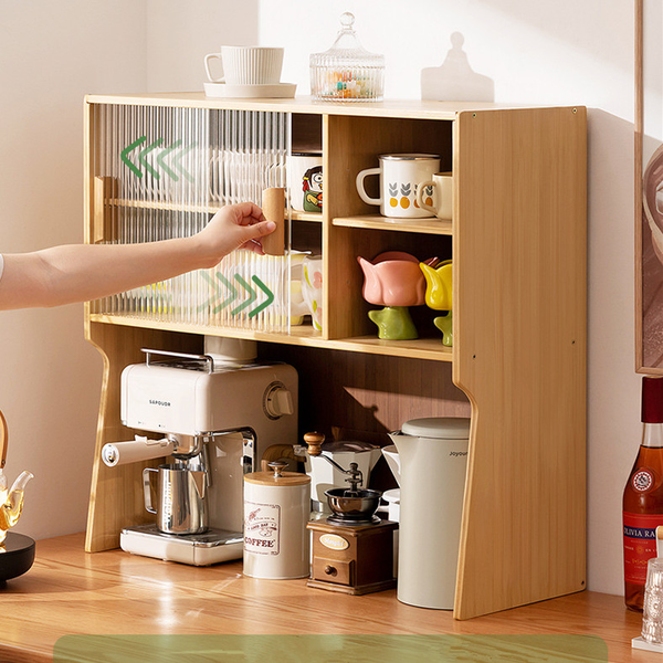 Bamboo Kitchen Tea Room Countertop Storage Cabinet Bookshelf Storage Organizer