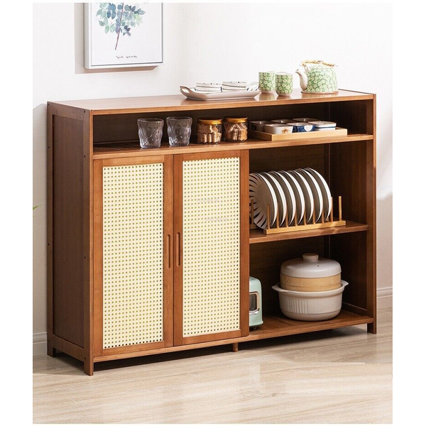 Bamboo Door Bathroom Storage Cabinet Bookcase Pantry Cabinet Cupboard Sideboard