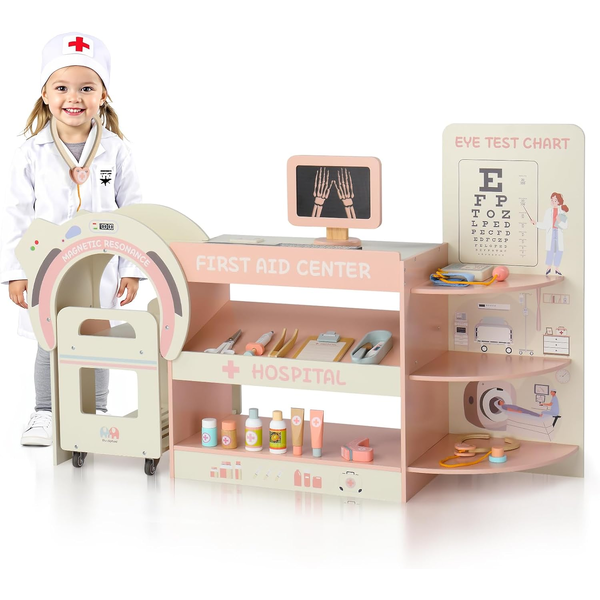 Wooden Kid Pretend Play Toy Doctor First Aid Hospital Emergency Medical Centre