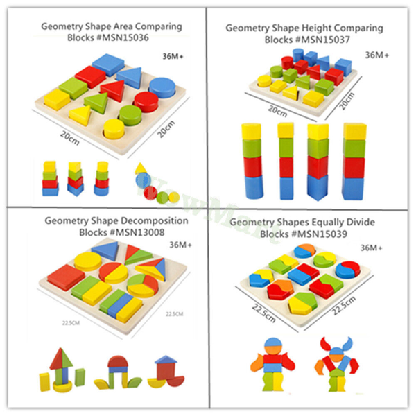 Baby Kid Toy Montessori Learning Educational Equipment Geometry Shape Wood Block -