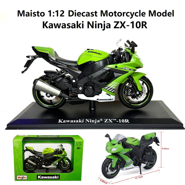 Maisto Diecast 1:12 Kawasaki Ninja ZX-10R Motorcycle Model Stand Collection Toy