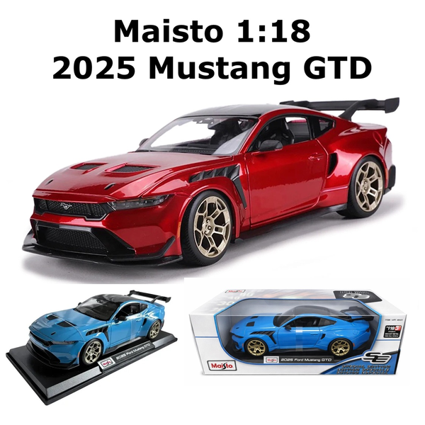1:18 Maisto 2025 Mustang GTD Diecast Car Model &amp; Stand Sport Car Collection 