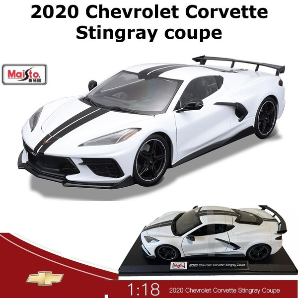 1:18 Maisto 2020 Chevrolet Corvette Stingray Coupe Metal Diecast Car Model Stand