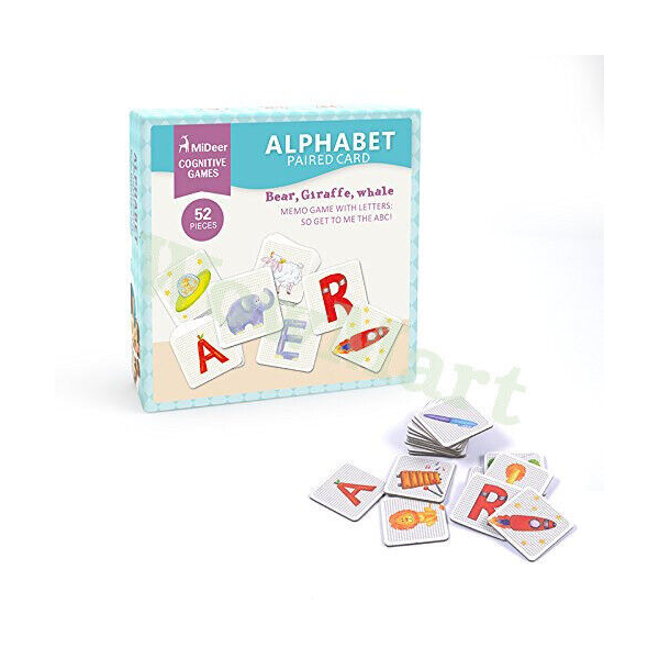 MiDeer Pre-school Educational Alphabet Hardboard Flash Letter Card Memory  52pc -