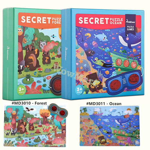 MiDeer 2year+ Kid Educational Toy Cardboard Forest / Ocean Jigsaw Puzzle &amp; Case -