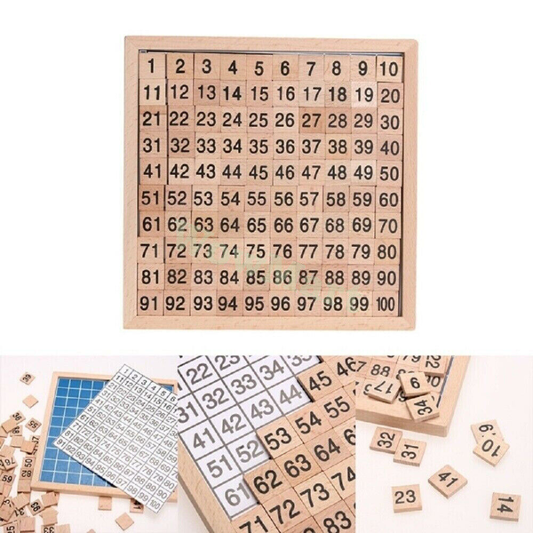 Early Childhood Montessori Educational Wooden Toy Math 1-100 Numerical Table -