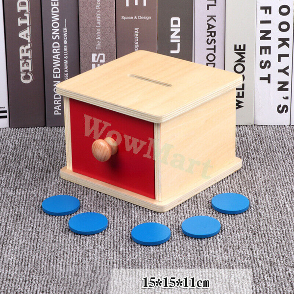 Montessori Learning Toy Wooden Coin Box Piggy Bank Preschool Training Kit -