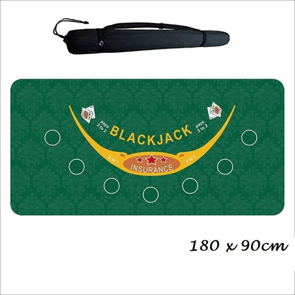 Deluxe Black Jack Texas Hold'em Gaming Table Mat Poker Table Cloth 180x90cm 7P