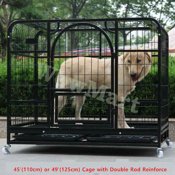 Pet Dog Puppy Cat Rabbit Large Wheel Metal Steel Cage Crate Kennel 37' 43' 49'