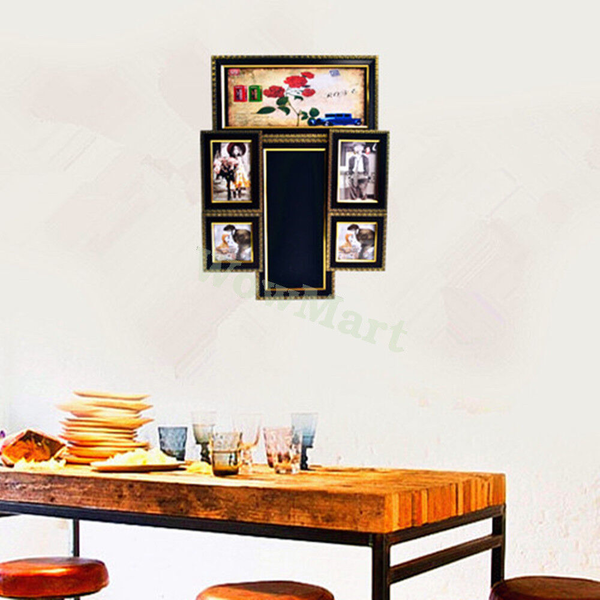 Wall Decor 5 Photo Picture Frame Collage &amp; Notice Memo Blackboard 45x59cm #Y049